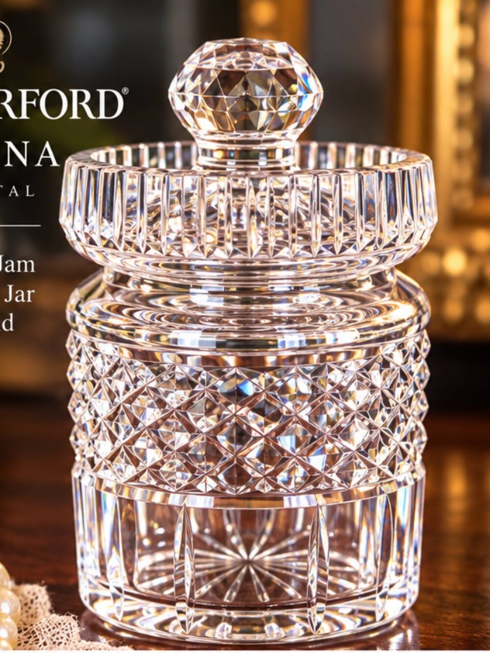 Waterford Crystal Alana Pattern Honey Jar with Cut Crystal Lid – Vintage Irish